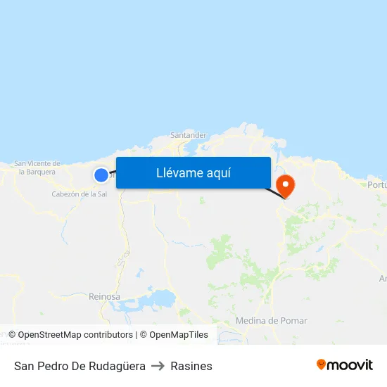 San Pedro De Rudagüera to Rasines map