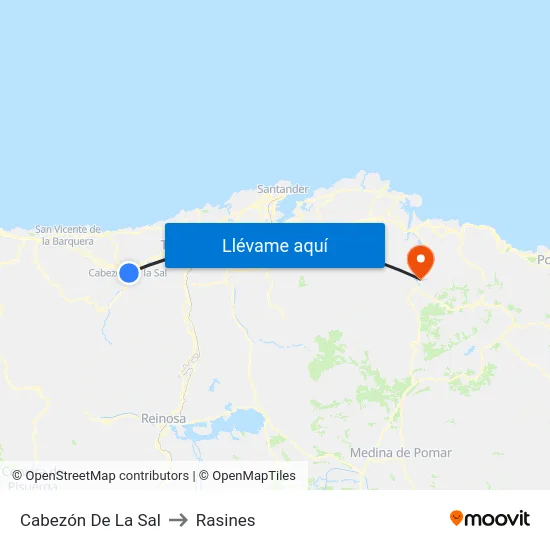 Cabezón De La Sal to Rasines map