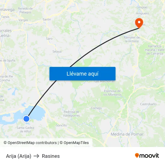 Arija (Arija) to Rasines map