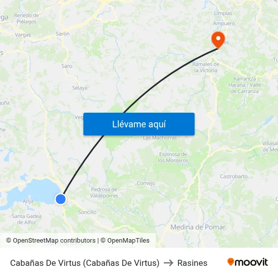 Cabañas De Virtus (Cabañas De Virtus) to Rasines map