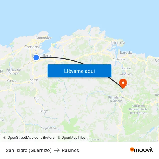 San Isidro (Guarnizo) to Rasines map