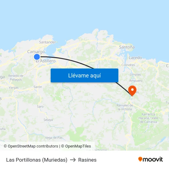 Las Portillonas (Muriedas) to Rasines map