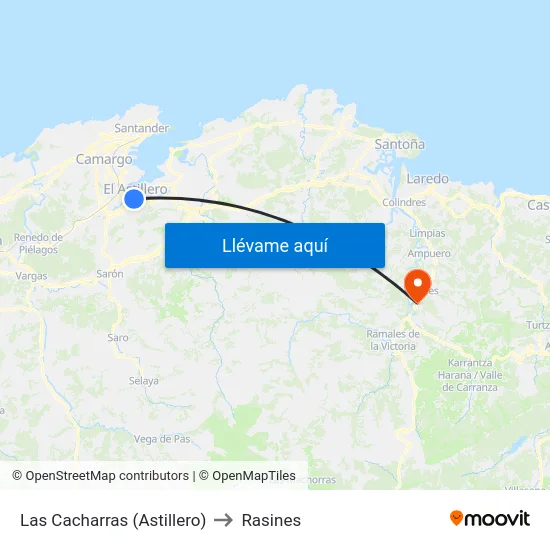 Las Cacharras (Astillero) to Rasines map