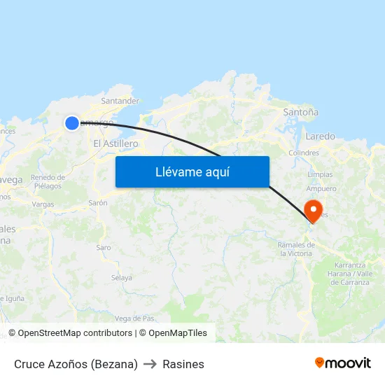 Cruce Azoños (Bezana) to Rasines map