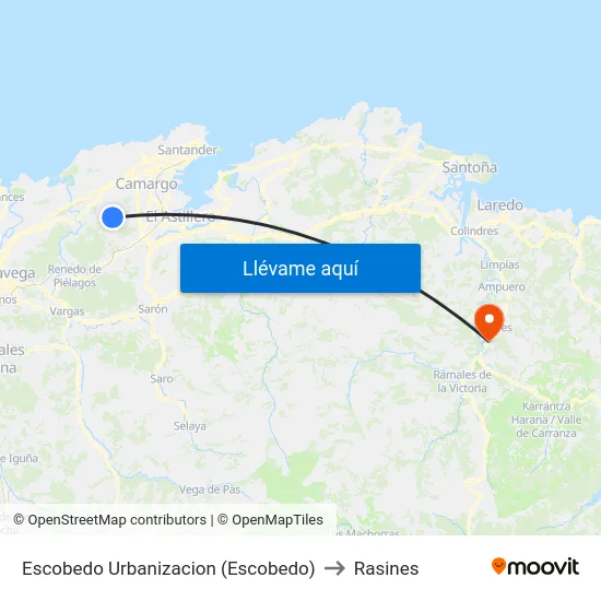 Escobedo Urbanizacion (Escobedo) to Rasines map