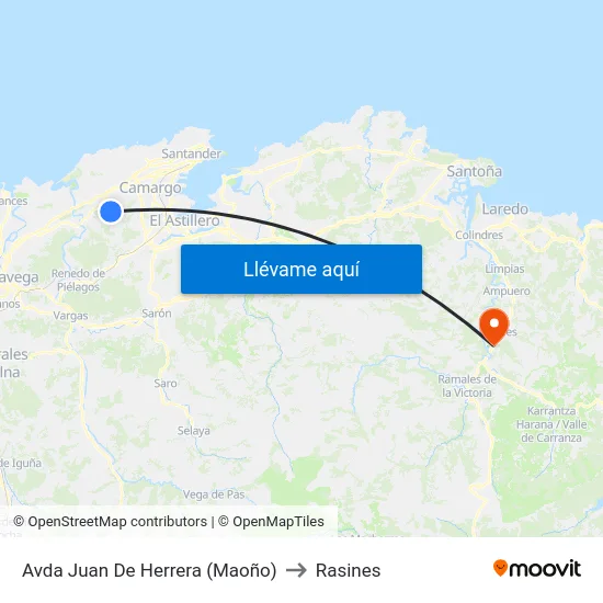 Avda Juan De Herrera (Maoño) to Rasines map