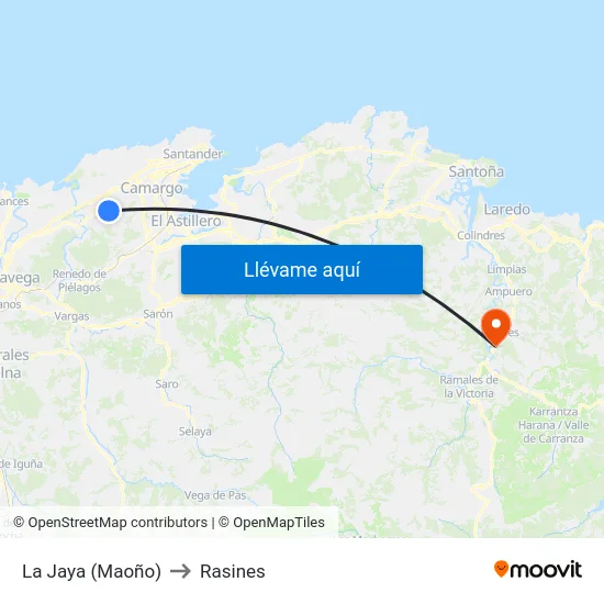 La Jaya (Maoño) to Rasines map