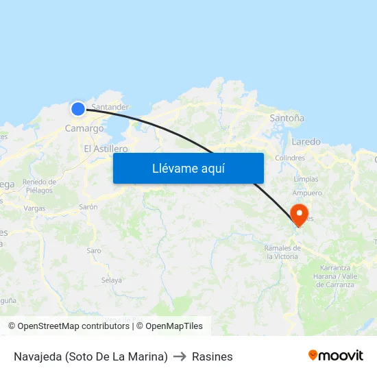 Navajeda (Soto De La Marina) to Rasines map