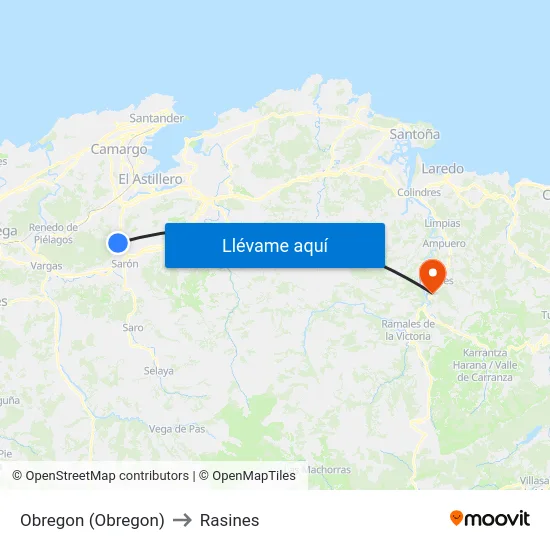 Obregon (Obregon) to Rasines map