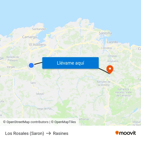 Los Rosales (Saron) to Rasines map