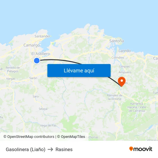 Gasolinera (Liaño) to Rasines map
