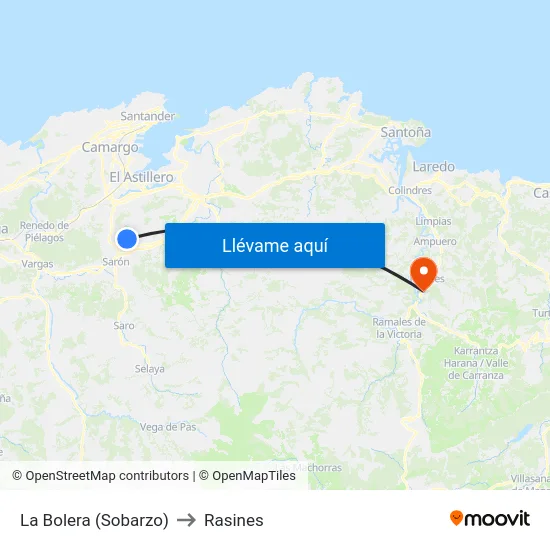 La Bolera (Sobarzo) to Rasines map