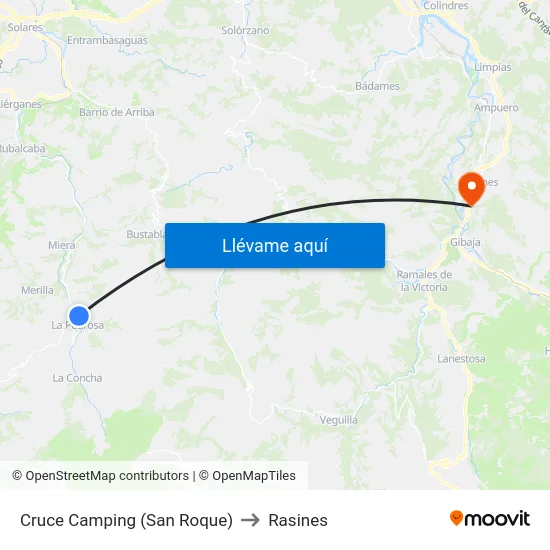 Cruce Camping (San Roque) to Rasines map