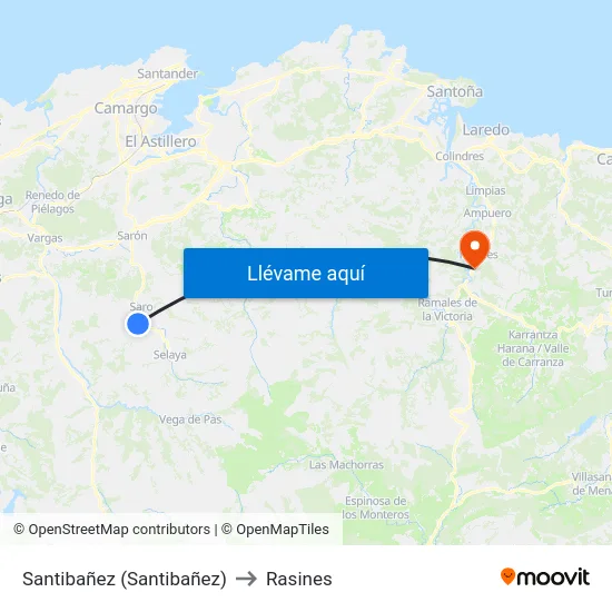 Santibañez (Santibañez) to Rasines map