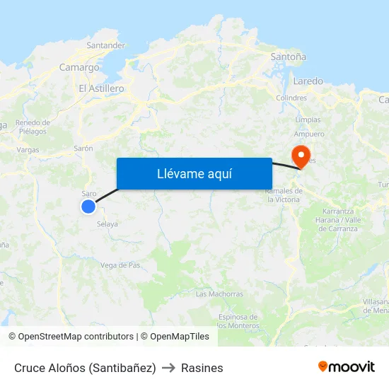 Cruce Aloños (Santibañez) to Rasines map
