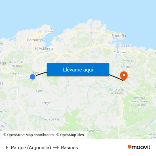 El Parque (Argomilla) to Rasines map