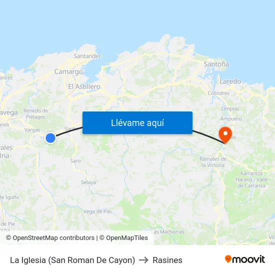 La Iglesia (San Roman De Cayon) to Rasines map