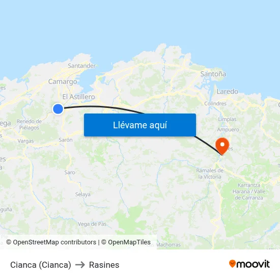 Cianca (Cianca) to Rasines map