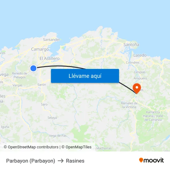 Parbayon (Parbayon) to Rasines map