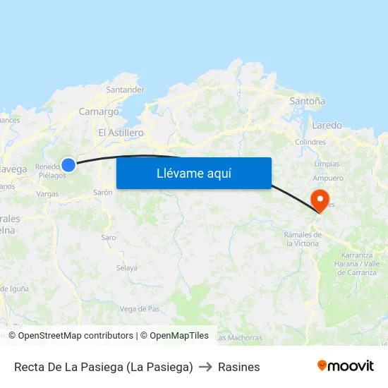 Recta De La Pasiega (La Pasiega) to Rasines map