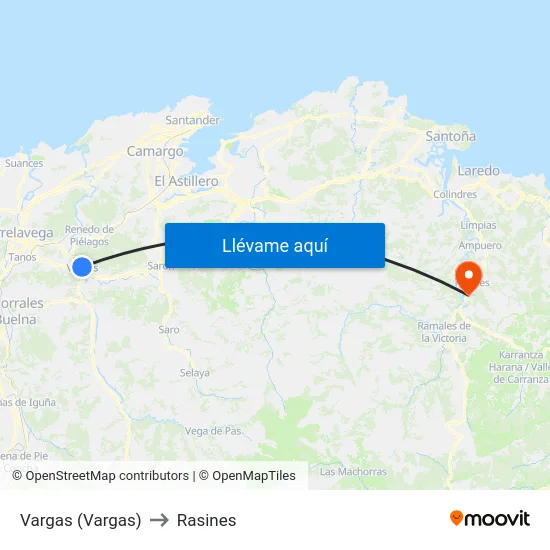 Vargas (Vargas) to Rasines map