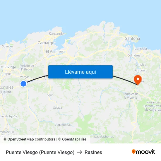 Puente Viesgo (Puente Viesgo) to Rasines map