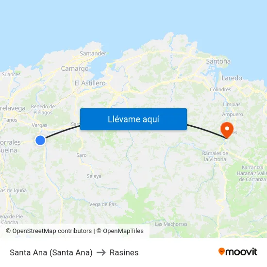 Santa Ana (Santa Ana) to Rasines map