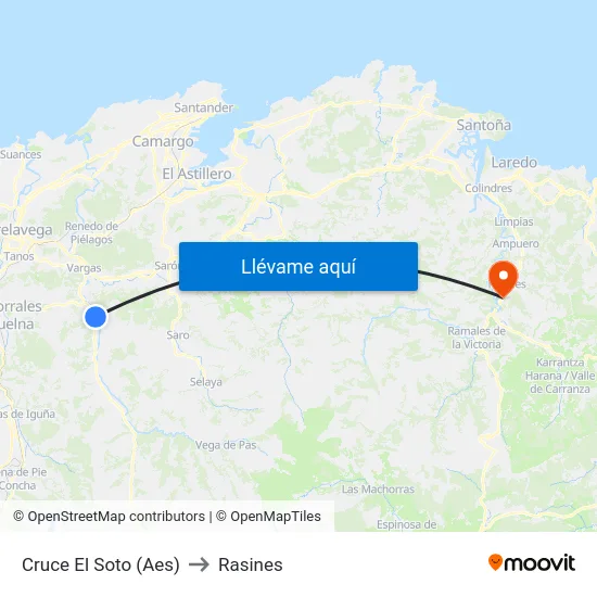 Cruce El Soto (Aes) to Rasines map