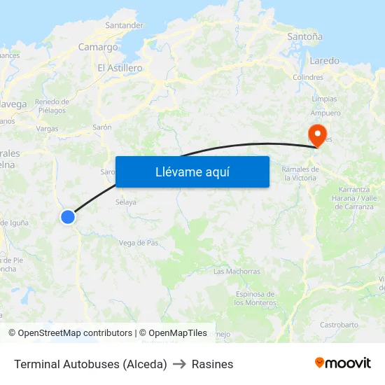 Terminal Autobuses (Alceda) to Rasines map