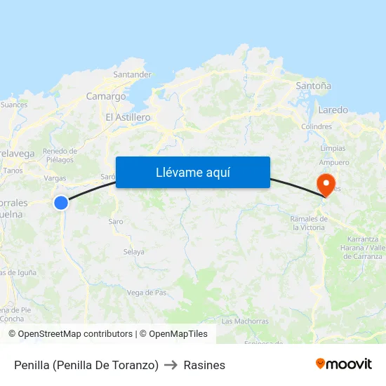 Penilla (Penilla De Toranzo) to Rasines map