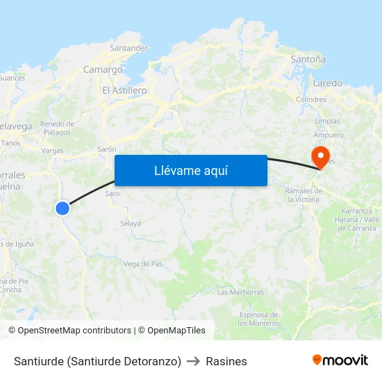 Santiurde (Santiurde Detoranzo) to Rasines map