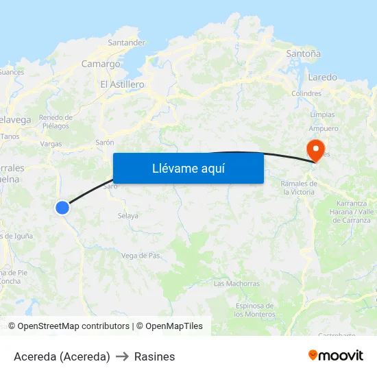Acereda (Acereda) to Rasines map