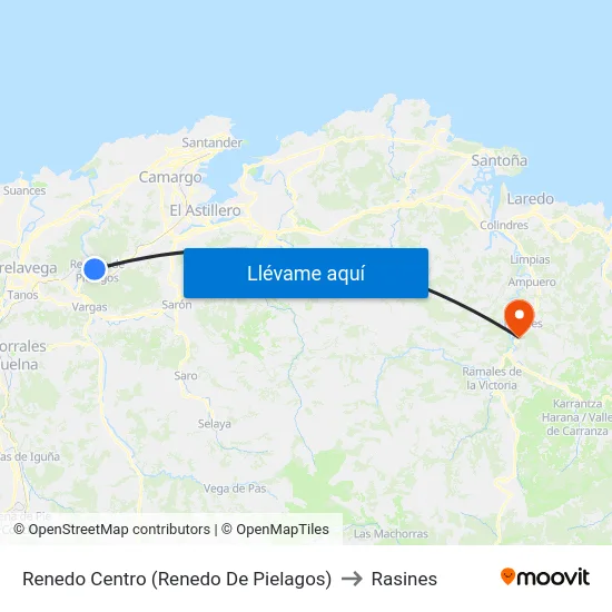 Renedo Centro (Renedo De Pielagos) to Rasines map