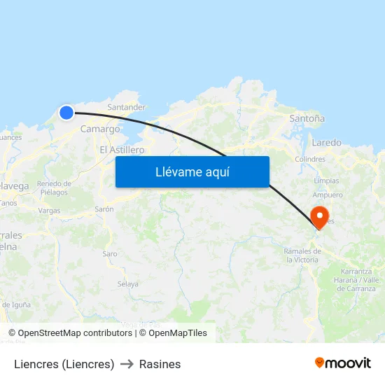 Liencres (Liencres) to Rasines map