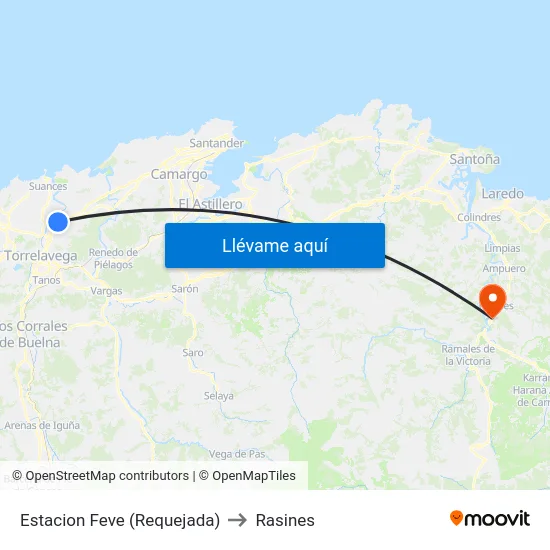 Estacion Feve (Requejada) to Rasines map