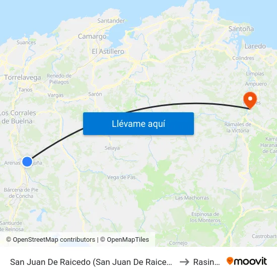San Juan De Raicedo (San Juan De Raicedo) to Rasines map