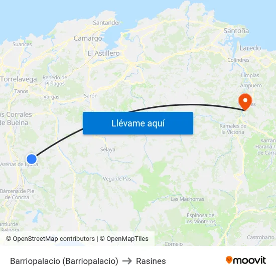 Barriopalacio (Barriopalacio) to Rasines map