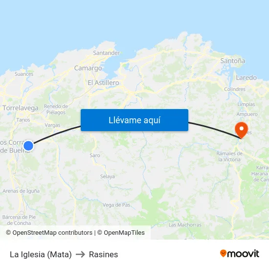 La Iglesia (Mata) to Rasines map