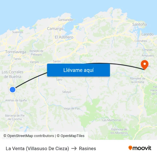 La Venta (Villasuso De Cieza) to Rasines map