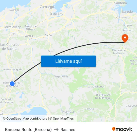 Barcena Renfe (Barcena) to Rasines map