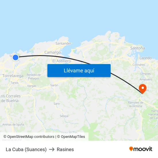 La Cuba (Suances) to Rasines map