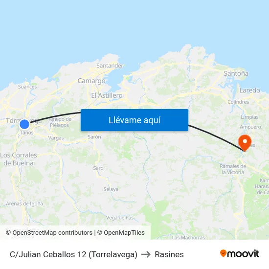 C/Julian Ceballos 12 (Torrelavega) to Rasines map