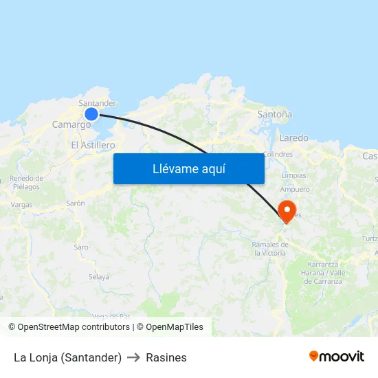 La Lonja (Santander) to Rasines map