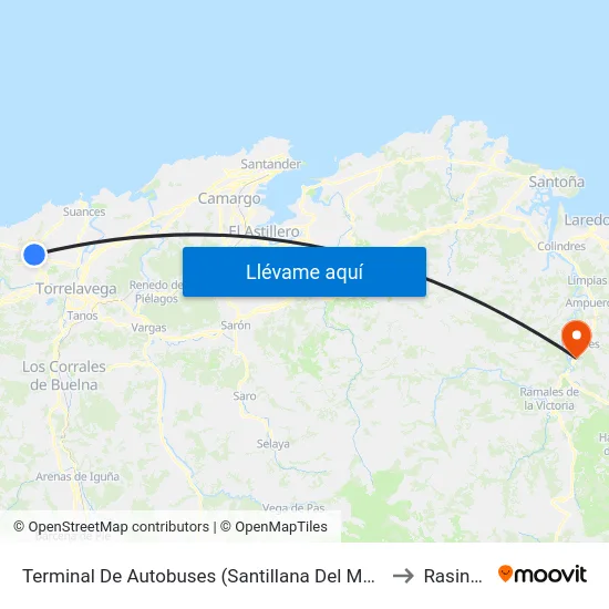 Terminal De Autobuses (Santillana Del Mar) to Rasines map