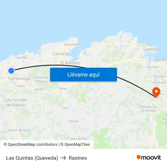 Las Quintas (Queveda) to Rasines map