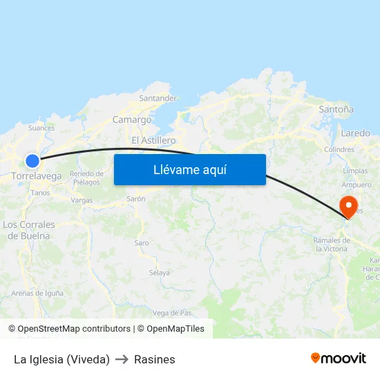 La Iglesia (Viveda) to Rasines map
