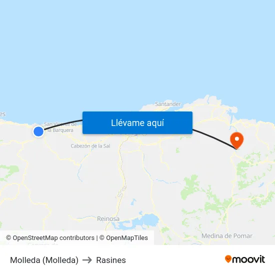 Molleda (Molleda) to Rasines map