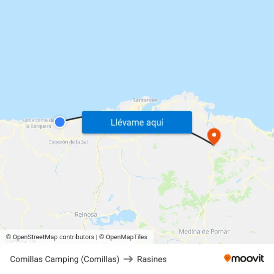 Comillas Camping (Comillas) to Rasines map