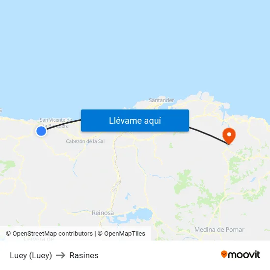 Luey (Luey) to Rasines map