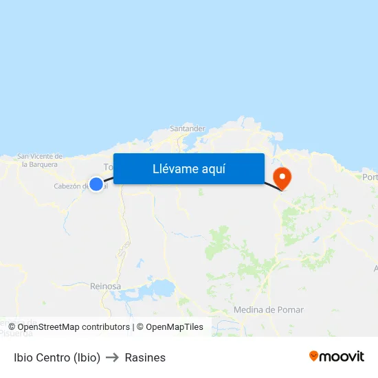 Ibio Centro (Ibio) to Rasines map